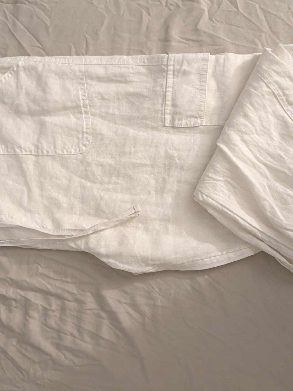 Nicole Miller Off-White Flat Front Linen Pants